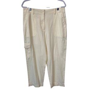 Talbots Supersoft Cargo Pants Size 12 Cream Yellow Relaxed Linen Blend Gorpcore